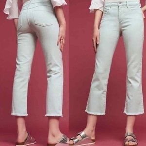 Anthropologie ~ High Rise, Cropped, Straight Leg, Mint Green Jean Pants